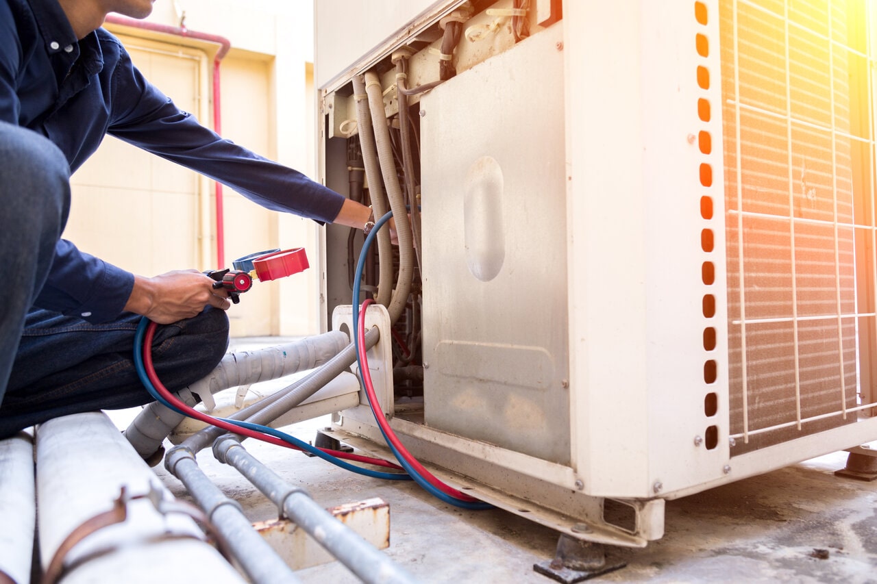 Before and after HVAC installation Evergreen CO showing residential heating system replacement